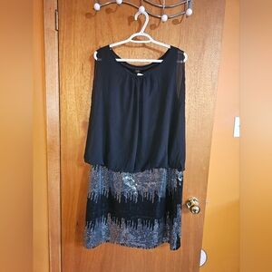 Black and Silver Sequin Dress
